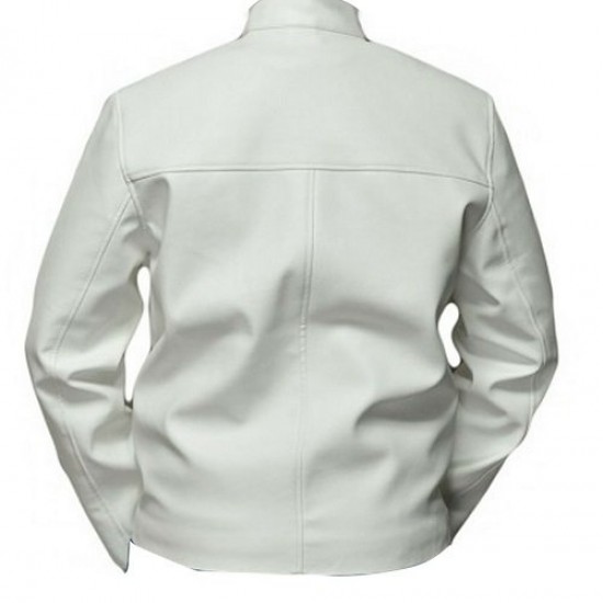 Men's Steve McQueen Le Mans Gulf Racing White Leather Jacket