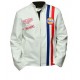 Men's Steve McQueen Le Mans Gulf Racing White Leather Jacket