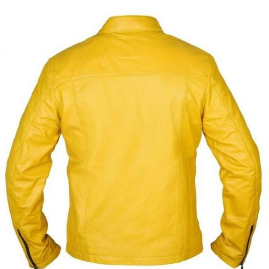 Men's Steve McQueen Le Mans Gulf Racing Yellow Leather Jacket