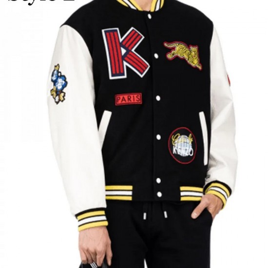 Men's Varsity Kenzo College Jacket with Patches