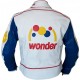 Mens Ricky Bobby Racing White Faux Leather Motorcycle Jacket