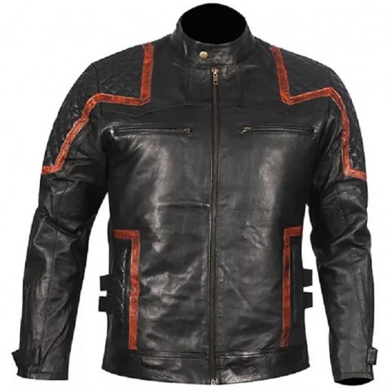 Mens 101 Vintage Distressed Biker Real Leather Jacket