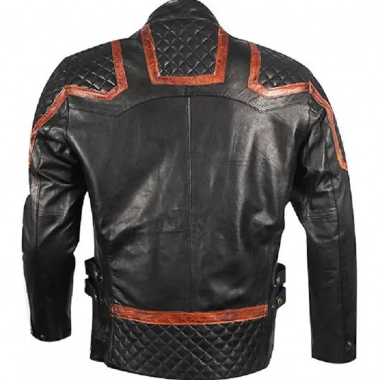 Mens 101 Vintage Distressed Biker Real Leather Jacket