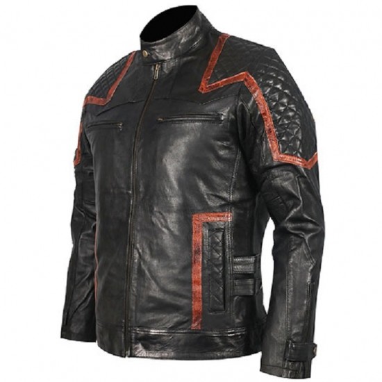 Mens 101 Vintage Distressed Biker Real Leather Jacket