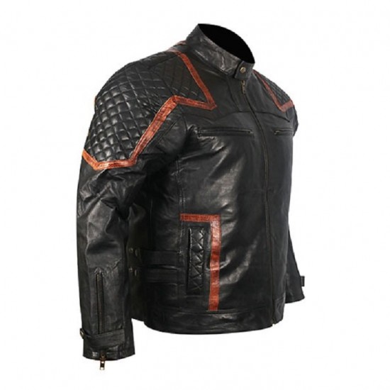 Mens 101 Vintage Distressed Biker Real Leather Jacket