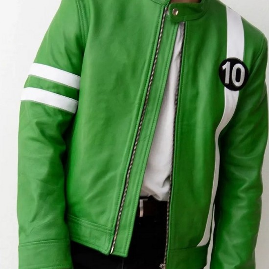 Mens Alien Green Ben 10 Leather Jacket