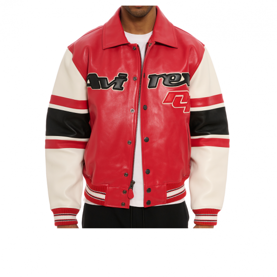 Mens Avirex The Legend Red Leather Jacket