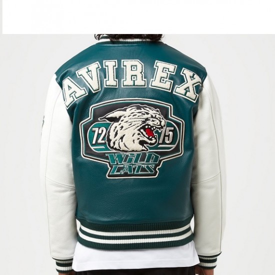 Mens Avirex WildCat Green Varsity Jacket