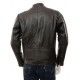 Mens Black And Brown Slimfit Stylish Classic Cafe Racer Tab Collar Real Leather Biker Jacket