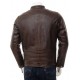 Mens Black And Brown Slimfit Stylish Classic Cafe Racer Tab Collar Real Leather Biker Jacket