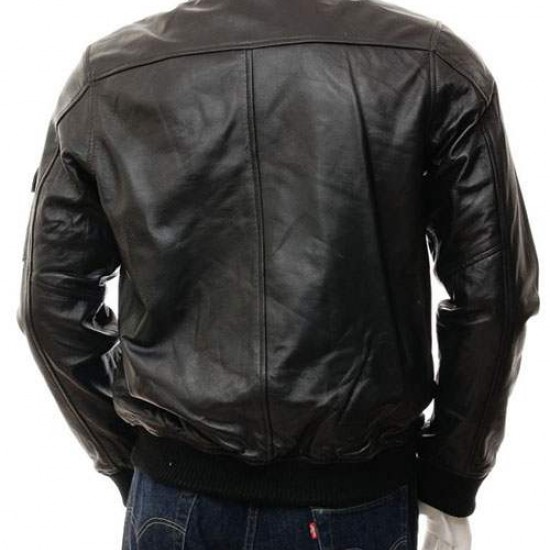 Mens Black And Dark Brown Classic Elegant Real Leather Bomber Jacket