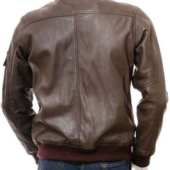 Mens Black And Dark Brown Classic Elegant Real Leather Bomber Jacket