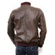 Mens Black And Dark Brown Classic Elegant Real Leather Bomber Jacket