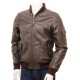 Mens Black And Dark Brown Classic Elegant Real Leather Bomber Jacket