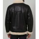 Mens Black Aviator Faux Shearling Leather Jacket         