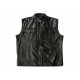 Mens Black Genuine Leather Biker Moto Vest