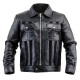 Mens Black Leather Jacket With Suede Stripes