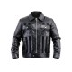 Mens Black Leather Jacket With Suede Stripes