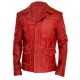 Mens Brad Pitt Fight Club Tyler Durden Coat Red Biker Leather Jacket