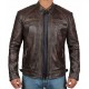 Mens Brown Genuine Lambskin Motorcycle Leather Jacket