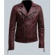 Mens Burgundy Color Biker Style Leather Jacket