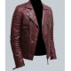 Mens Burgundy Color Biker Style Leather Jacket