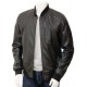 Mens Classic Quilted Panel Real Leather Bomber Jacket