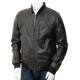 Mens Classic Quilted Panel Real Leather Bomber Jacket