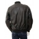 Mens Classic Quilted Panel Real Leather Bomber Jacket