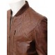 Mens Classic Quilted Panel Real Leather Bomber Jacket