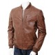 Mens Classic Quilted Panel Real Leather Bomber Jacket