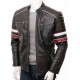 Mens Classic Racing Quilted Real Leather Biker Jacket