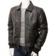 Mens Classic Shirt Collar Real Leather Bomber Jacket