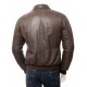 Mens Classic Shirt Collar Real Leather Bomber Jacket