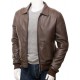 Mens Classic Shirt Collar Real Leather Bomber Jacket