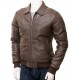 Mens Classic Shirt Collar Real Leather Bomber Jacket