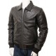 Mens Classic Shirt Collar Real Leather Bomber Jacket