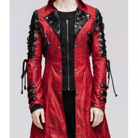 Mens Cloud Devil Red Gothic Coat