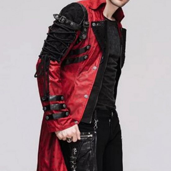 Mens Cloud Devil Red Gothic Coat