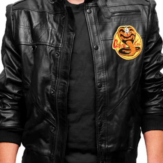 Mens Cobra Kai Karate Kid Johnny Lawrence Red Leather Jacket