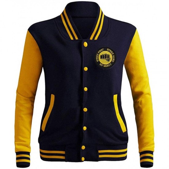 Mens Cobra Kai Moletom Karate Kid Varsity Letterman Bomber Jacket