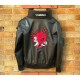 Mens Cyberpunk 2077 Leather Embroidery Costume Jacket