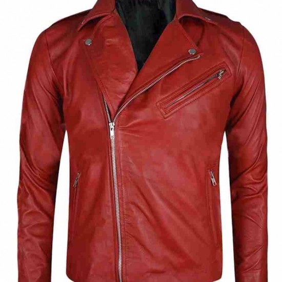 Mens Finn Balor WWE Superstar Balor Club Red Leather Jacket