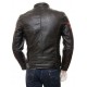 Mens Iconic Cafe Racer Sporty Red Trim Real Leather Biker Jacket