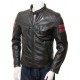 Mens Iconic Cafe Racer Sporty Red Trim Real Leather Biker Jacket