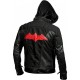 Mens Jason Todd Red Hood Arkham Knight Bat Logo Cosplay Costume Biker Leather Jacket 