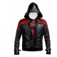 Mens Jason Todd Red Hood Arkham Knight Bat Logo Cosplay Costume Biker Leather Jacket 