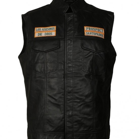 Mens Michael Irby MAYANS Biker Black Leather Vest