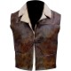 Mens No Name Clint Eastwood Western Cowboy Fur Shearling Brown Geniune Leather Vest