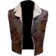 Mens No Name Clint Eastwood Western Cowboy Fur Shearling Brown Geniune Leather Vest